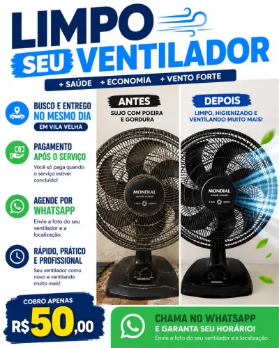 Limpeza de ventilador de chão por R$50