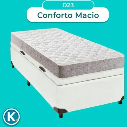 Colchão Solteiro D23 + Base Baú Solteiro