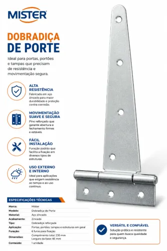 DOBRADICA PORTAO GALV 10" MISTER