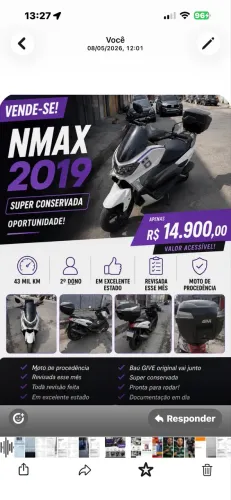 Linda moto Nmax branca 2019 