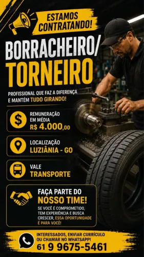 Vaga para borracheiro torneiro