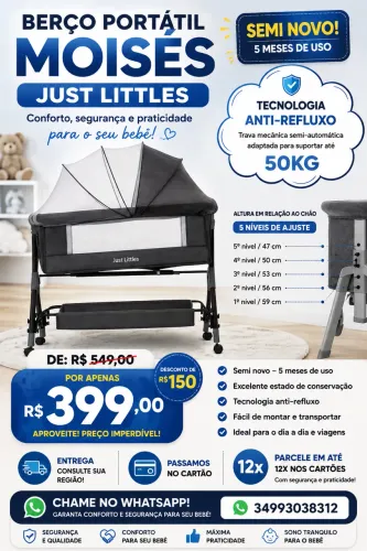 BERÇO PORTÁTIL MOISÉS JUST LITTLES ? SEMINOVO