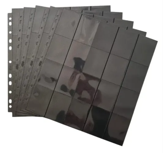 20 Folhas 5x4 Tecido Preto Com 40 Bolsos P/ Figurinhas Bra