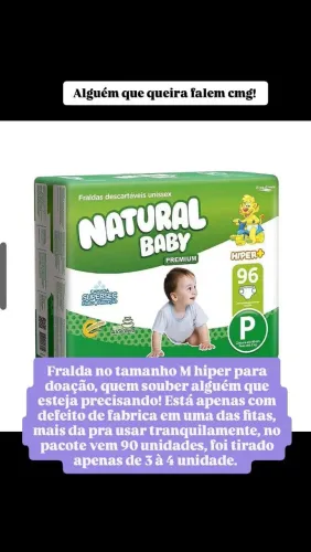 Doação fralda Natural Baby tam M hiper