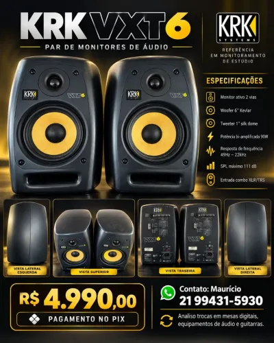 Monitor de Áudio KRK VXT 6 - não Rookit! - preço de oportunidade