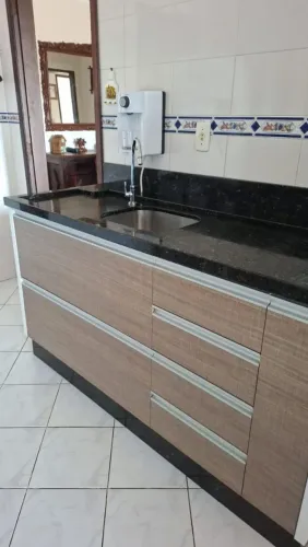 Bancada cozinha com granito e cuba inox