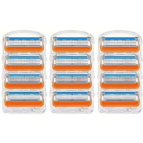 Kit Com 12 Refis De Primeira Linha Serve No Suporte De Gillete Mach 5, Fusion e ProGlide