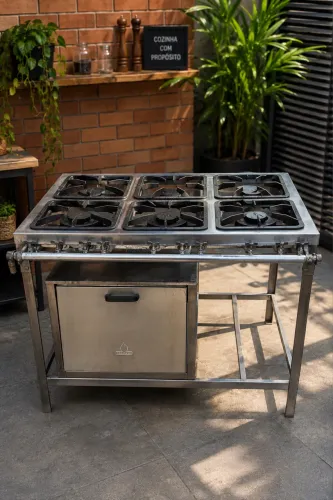 Fogão Industrial Metalmaq 6 Bocas com Forno - Robusto e Pronto para Uso!
