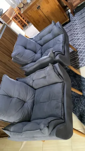 Vendo duas poltronas reforçada decorativa cinza escuro novas 