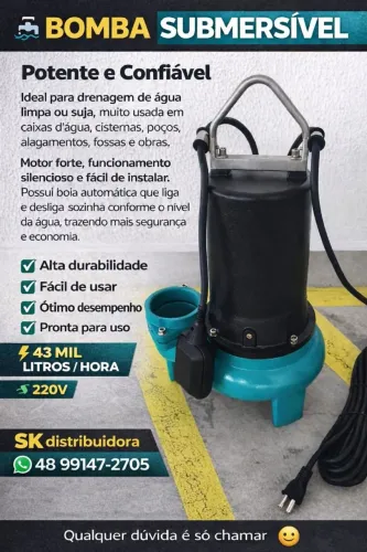 Bomba drenagem 220v 2cv 43m/h