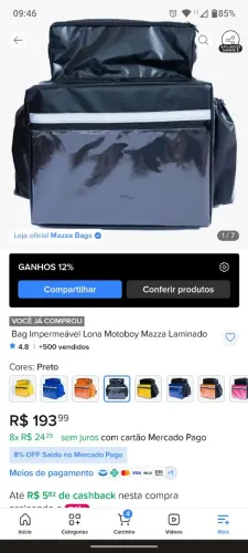 Bag Impermeável Lona Motoboy Mazza Laminado