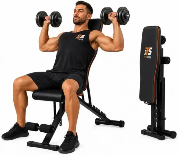 Banco Regulável de Academia Dobrável, Estrutura em Aço, Suporta até 150kg