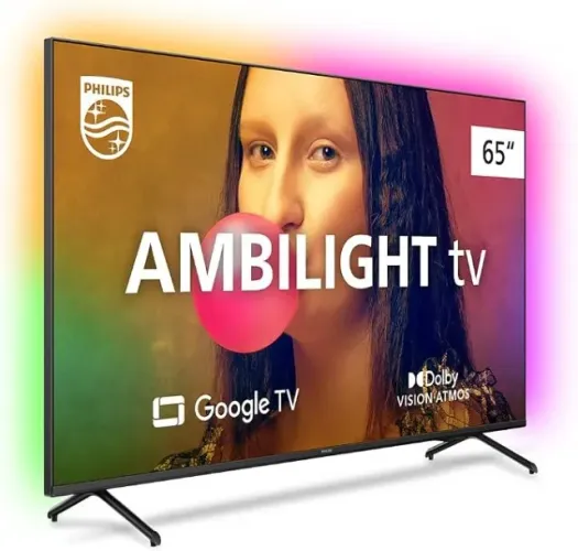 Smart TV Philips 65" Ambilight Uhd 4k LED Google TV 65pug7908/78