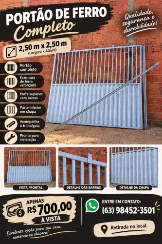 Portão de ferro completo
