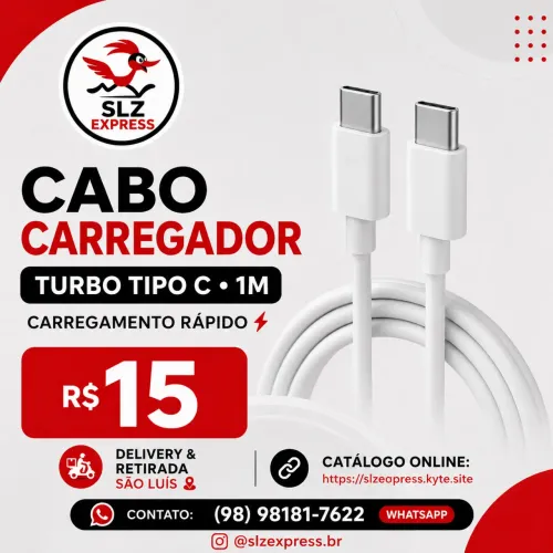 Cabo Carregador Turbo Tipo C 1m