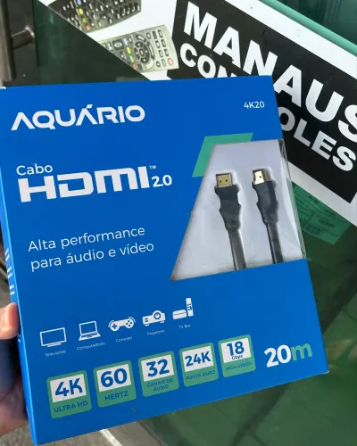 Cabo Hdmi 20M de comprimento - Aquário com Filtro Resolução Ultra HD 4K ( Promoção )