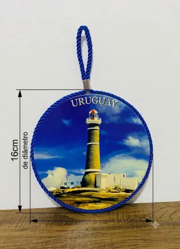 ?Enfeite De Parede Azulejo Redondo Uruguai Farol 16cm