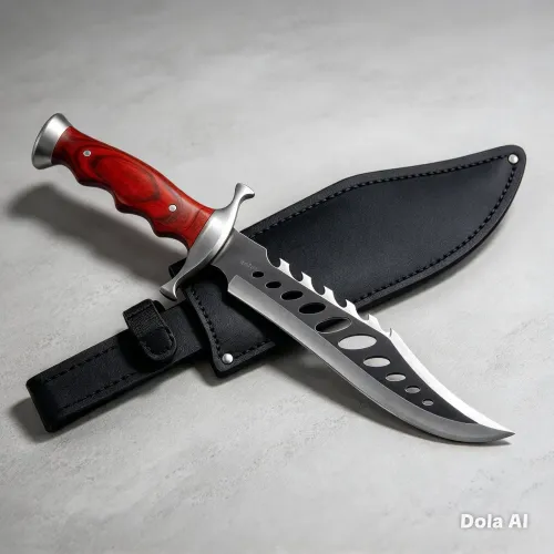 Faca Rambo Militar Tático Artesanal Serrilhado Aço Inox Caça & Pesca Trilha 38cm