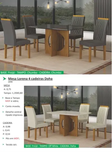Mesa de Jantar com 4 cadeiras - Promoção
