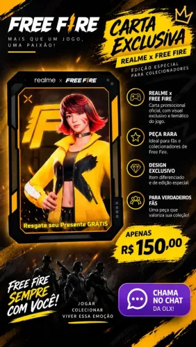 CARTA EXCLUSIVA REALME x FREE FIRE ? R$ 150