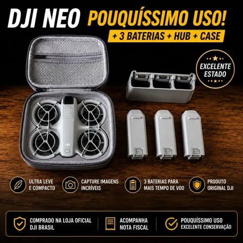 DJI Neo Pouquíssimo Uso + 3 Baterias + Hub + Case | Excelente Estado