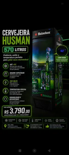 Cervejeira Husman 570L Heineken 220V | Até -6°C | Com garantia