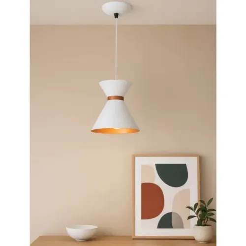 Pendente Branco e Cobre Luminária Decorativa de Teto