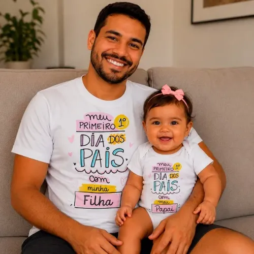 Kit Look Pai e Filha - Camiseta + Body Bebê