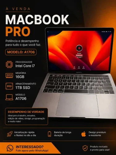 MacBook Pro i7 16GB de memória 1TB de SSD