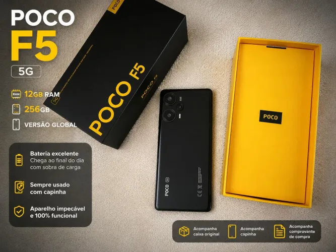 POCO F5 5G 12GB RAM / 256GB - Excelente estado + Caixa + NF