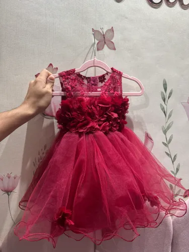 Vestido Infantil de Festa Vermelho / Vinho