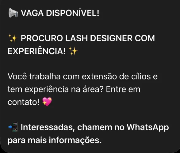 Procuro Lash design com experiência