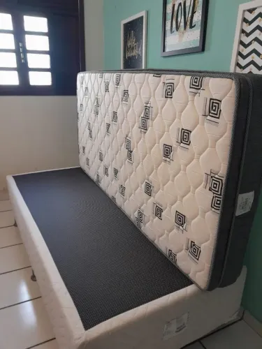 Cama box solteiro Ortobom + colchão ortopédico Orthopillow