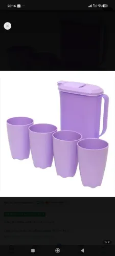 Conjunto de jarra com 4 copos Tupperware