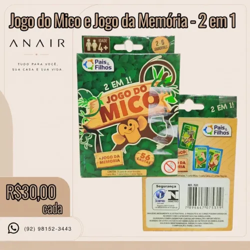 Jogo do Mico e Jogo da Memória - 2 em 1