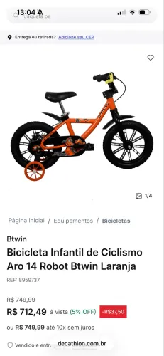Bicicleta aro 14 BTWIN