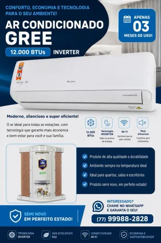 Ar-condicionado GREE 12000 BTUS (03 meses uso)