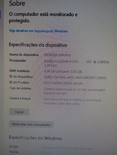 CPU  com processador i3  550 3.20 GHz