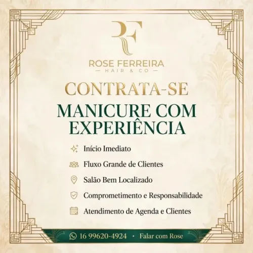 Precisa de manicure com experiência 
