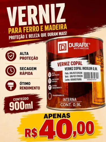 Verniz para madeira e ferro