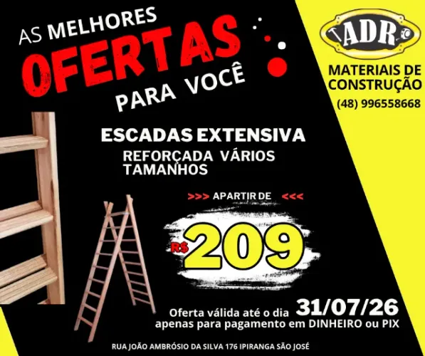 Escada De Eucalipto Extensiva 9 Degraus