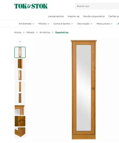 Sapateira/armario Tok Stok com espelho, 1 porta Timber