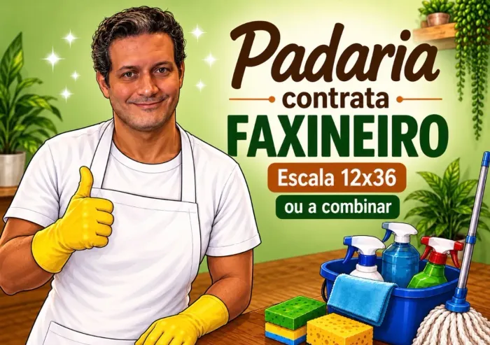 PADARIA NO GUTIERREZ CONTRATA FAXINEIRO (A)