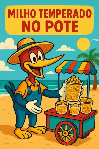 vendas de milho na praia e gelo no ponto
