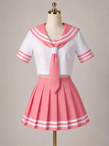 Seifuku Rosa Chiclete - Uniforme Sailor Colegial Estilo Japonês - Anime Cosplay Kawaii