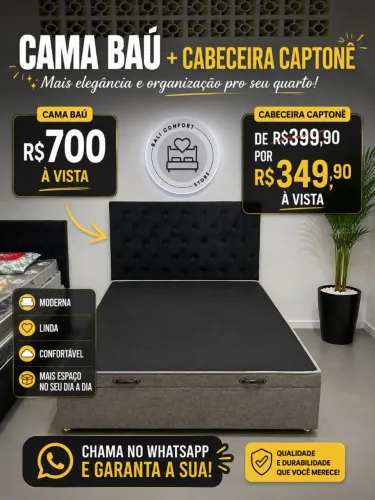 Cama baú e cabeceira Capitonê 