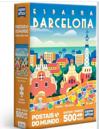 Quebra-cabeça: Postais do Mundo - Espanha - Barcelona - 500 peças nano