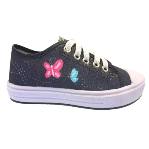 Tênis Casual Meninas Infantil Borboleta Ortobessa Preto 21I138