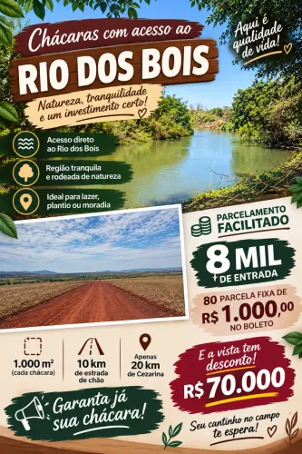 CHÁCARAS RIO DOS BOIS PARCELAMENTO FACILITADO