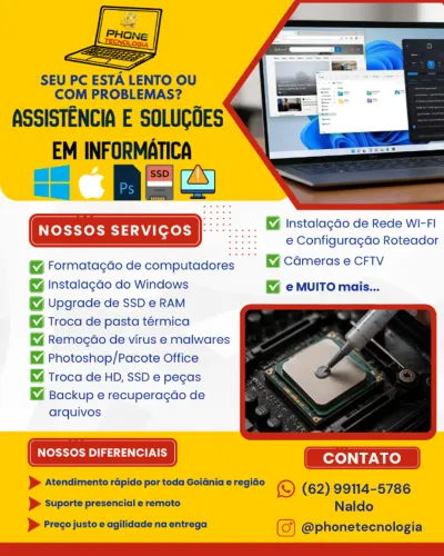 técnico em informática atendimento em domicilio domingo e feriados